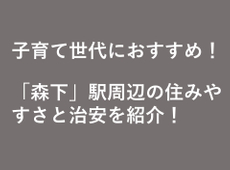 「森下」駅周辺の住みやすさと治安を紹介！子育て世代におすすめの街です！