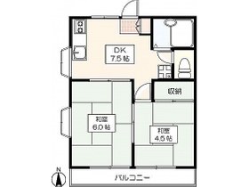 2DKタイプのお部屋です