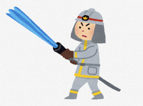 6月18日の午前中は消防団の器具点検と自治会の皆様の放水体験でした